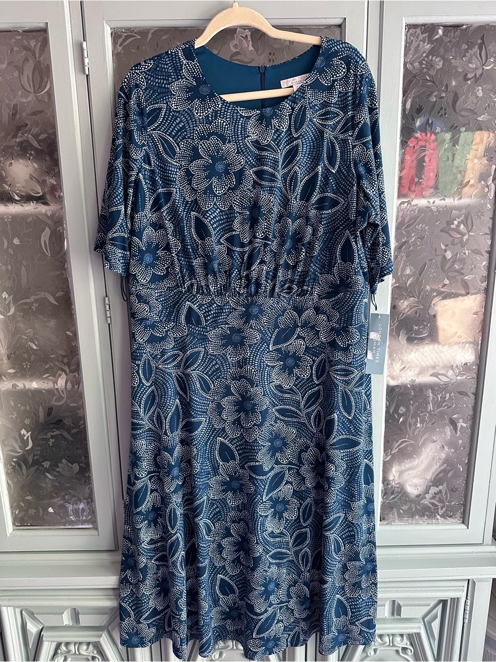London Times Blue Floral Midi Dress
